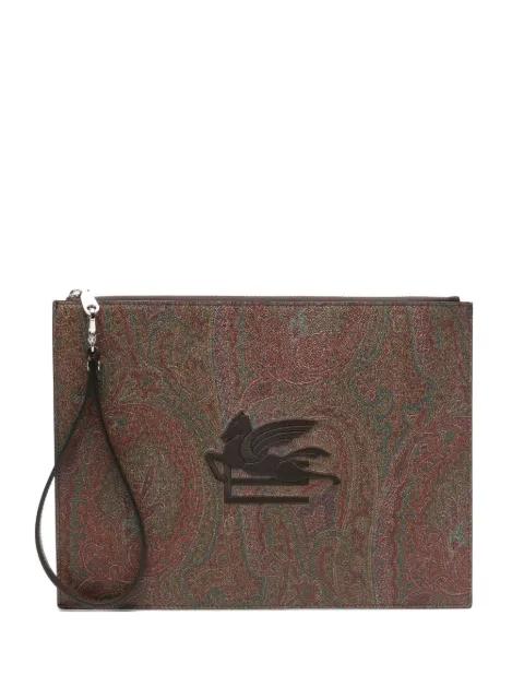 paisley-print logo-embroidered clutch bag by ETRO
