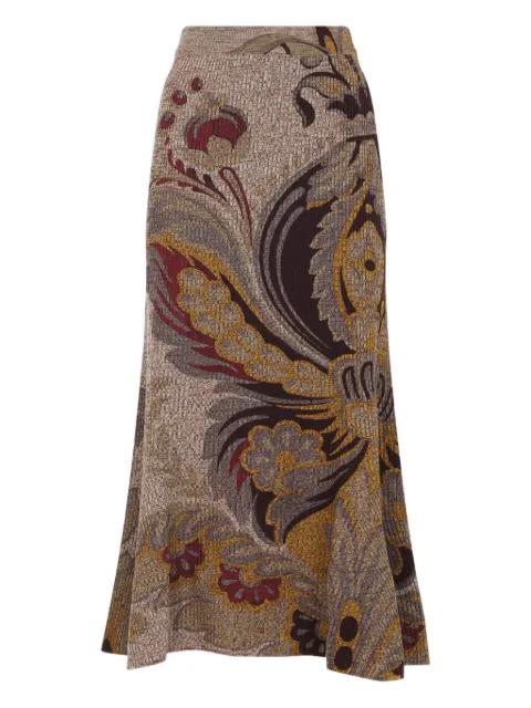 paisley-print ribbed-knit skirt by ETRO