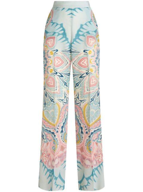 paisley-print satin-finish trousers by ETRO