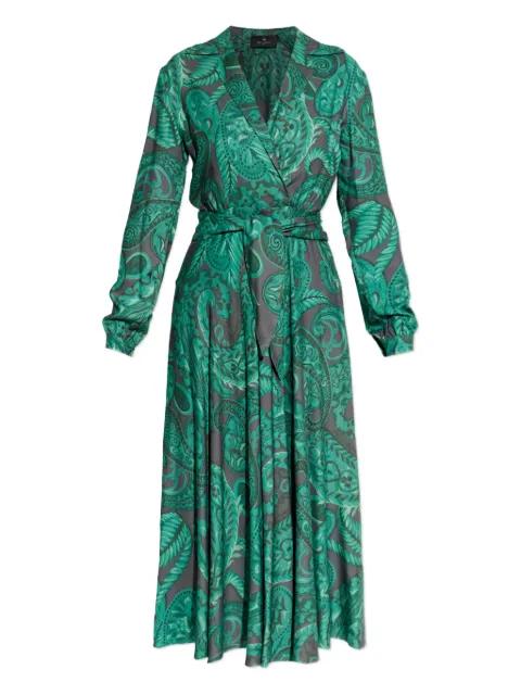 paisley-print tie-waist midi day dress by ETRO