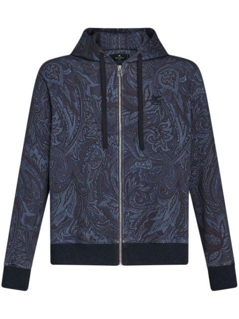 paisley-print zip-up cotton hoodie by ETRO