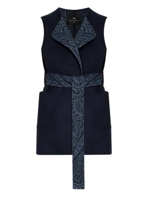 paisley-trimmed belted waistcoat by ETRO