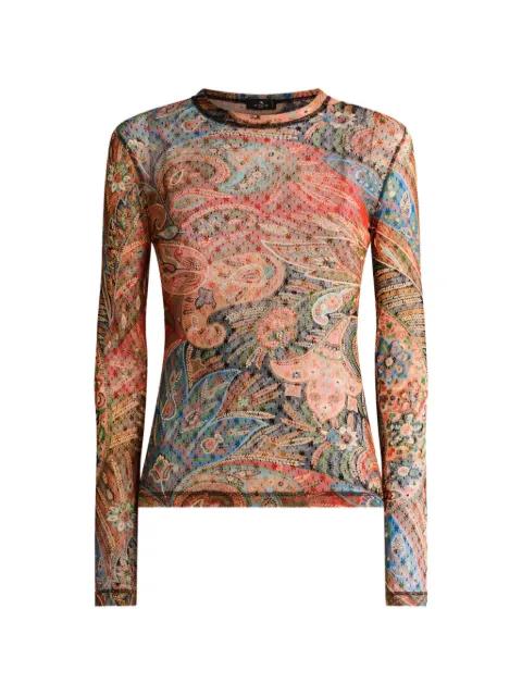 paisley tulle long-sleeve top by ETRO