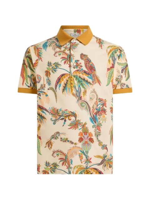 parrot and palm-tree motif polo shirt by ETRO
