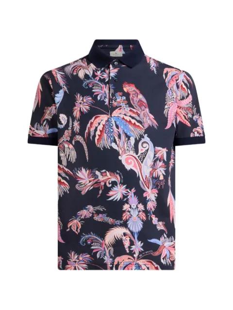 parrot-print palm-tree-print polo shirt by ETRO