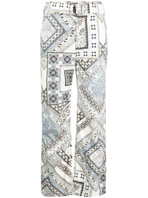 patchwork-print straight-leg trousers by ETRO