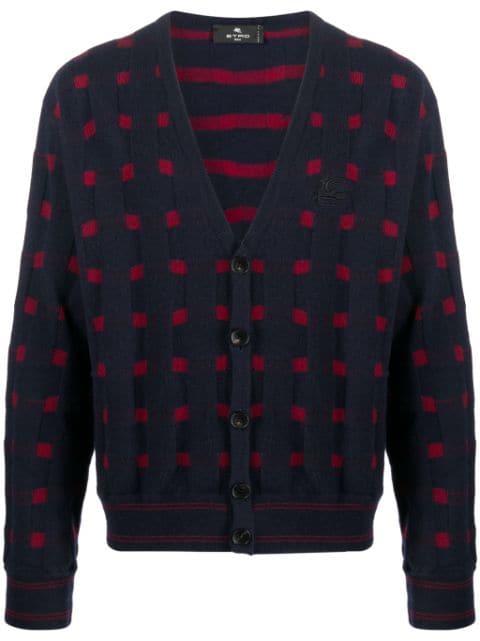 patterned-knit V-neck cardigan by ETRO