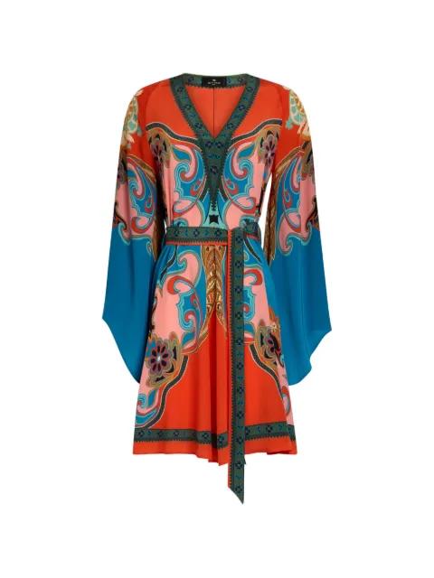 placed-print belted mini dress by ETRO