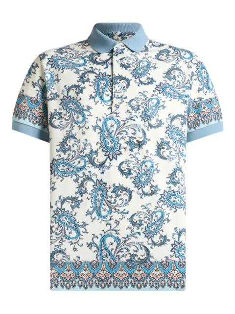 placed-print cotton polo shirt by ETRO