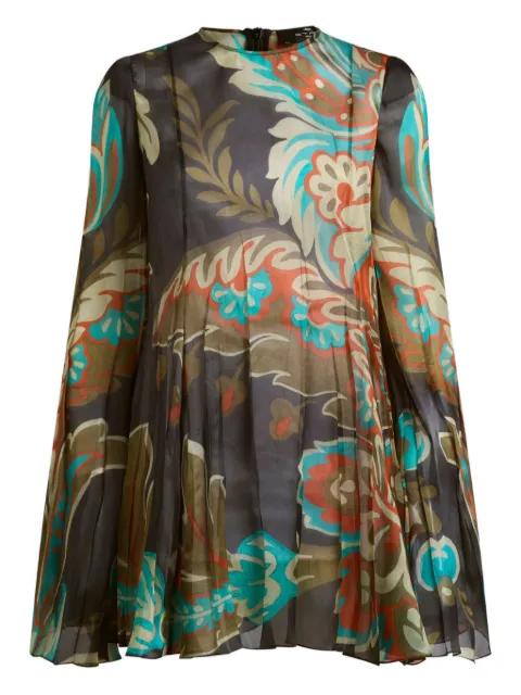 pleated floral-print mini dress by ETRO