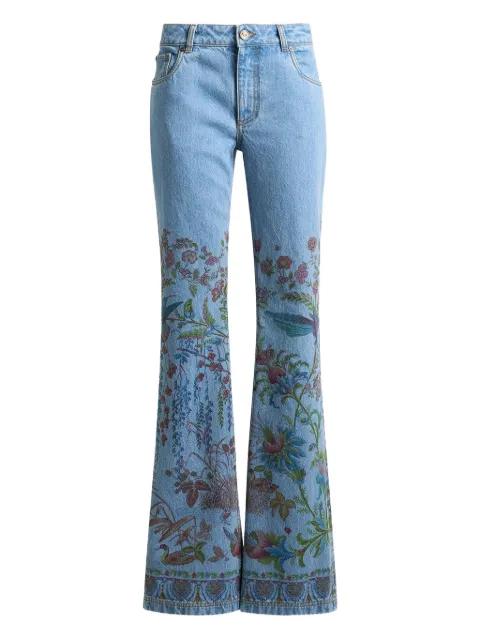 printed flare jeans by ETRO