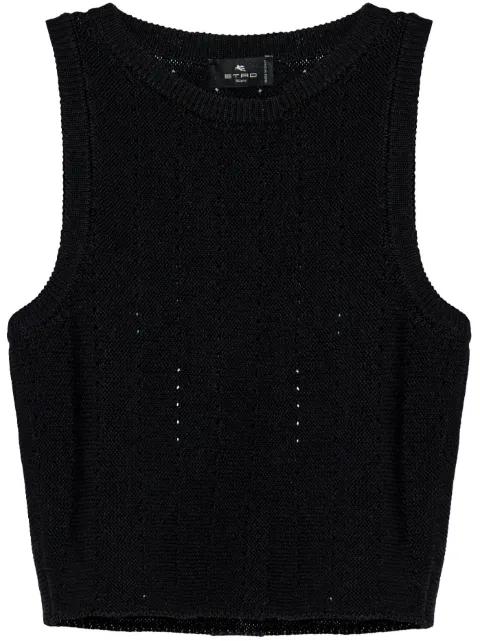 punched-detail crop top by ETRO