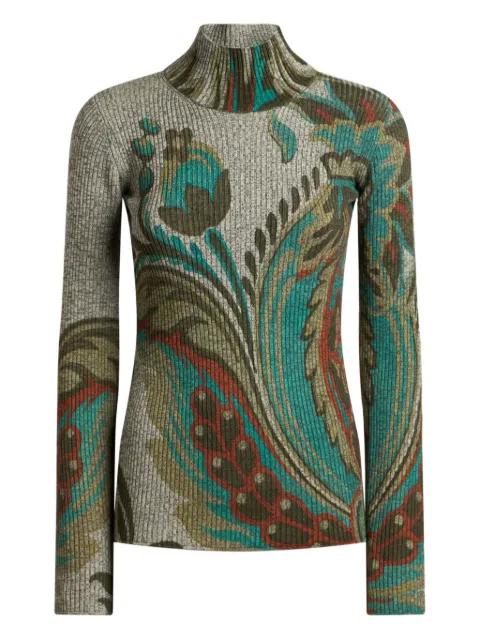 ribbed paisley-print turtleneck sweater by ETRO
