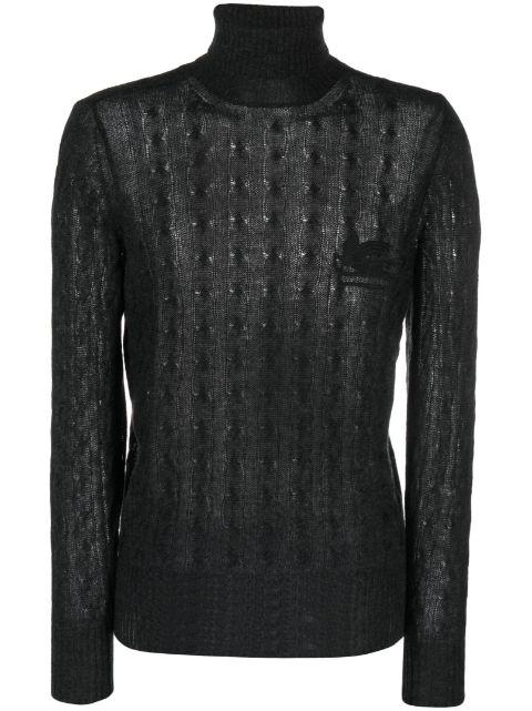 roll neck cashmere cable-knit jumper by ETRO