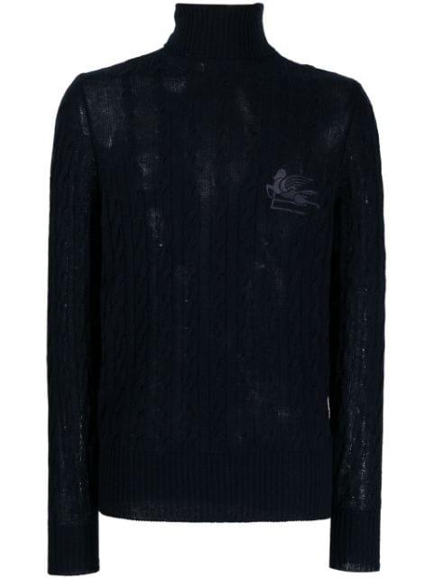 roll neck cashmere cable-knit jumper by ETRO