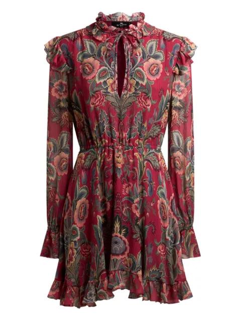 ruffled floral print mini dress by ETRO