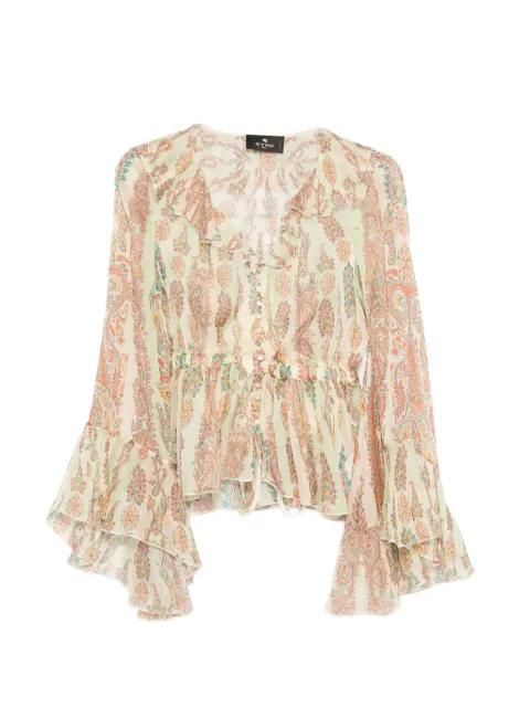 ruffled paisly-print blouse by ETRO