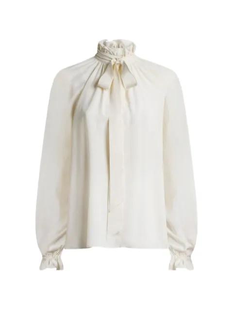 silk-blend jacquard blouse with silk scarf and paisley motif by ETRO