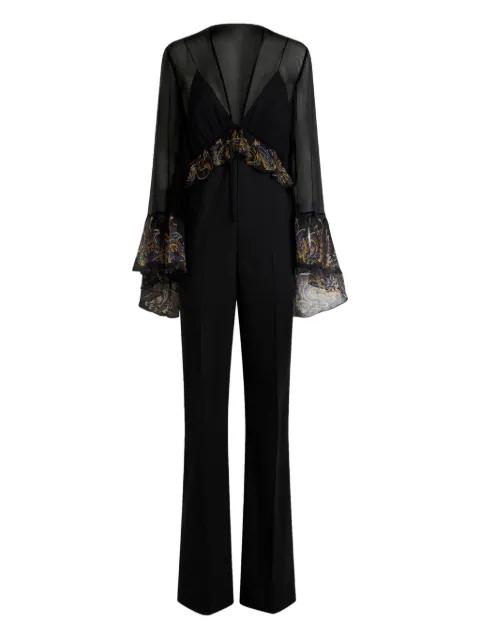 silk-blend jumpsuit with placed paisley foliage print by ETRO