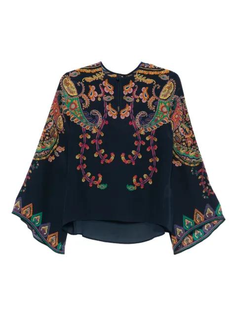 silk blouse with placed floral-paisley print by ETRO