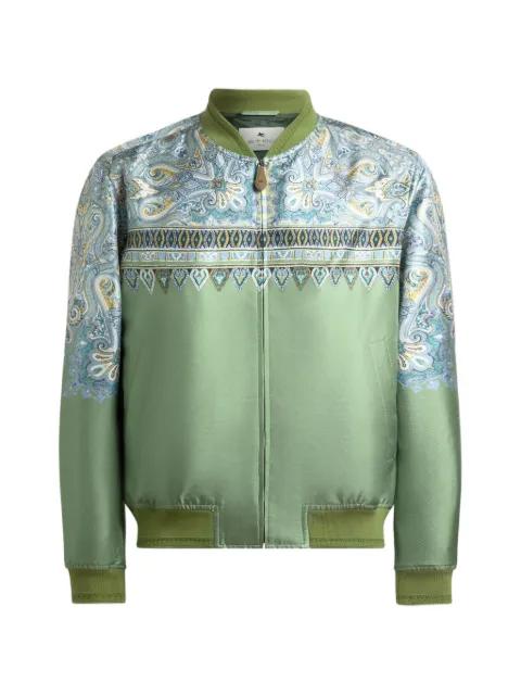 silk bomber jacket with placed pocket-square Paisley print by ETRO
