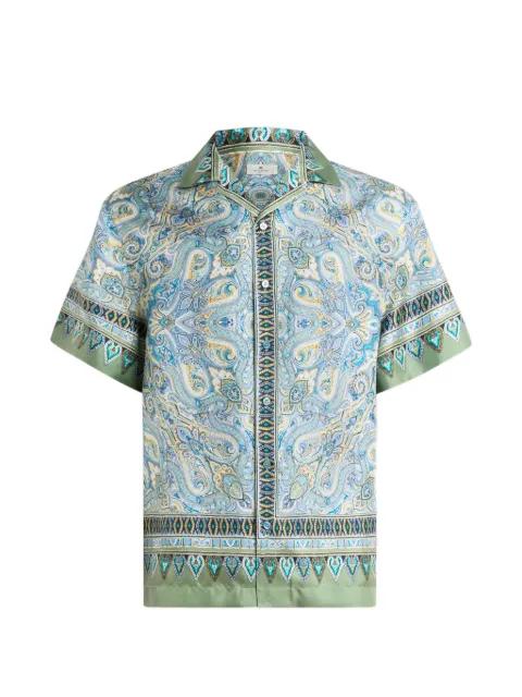 silk bowling shirt with placed pocket-square paisley print by ETRO