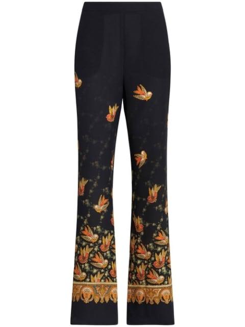 silk paisley-print straight trousers by ETRO