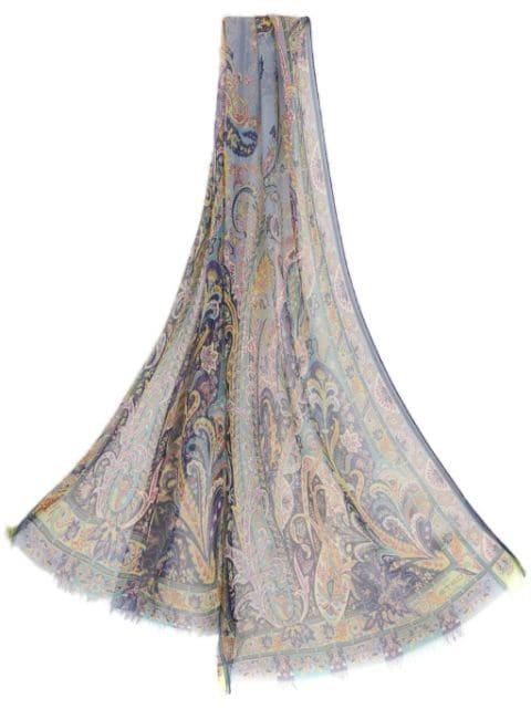 silk scarf with floral leafy motif by ETRO