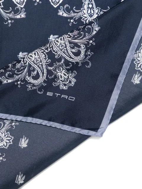 silk scarf with placed floral paisley print by ETRO