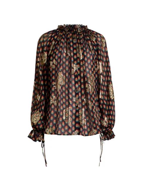 silk shirt with fil coupé roses and tie-inspired by ETRO