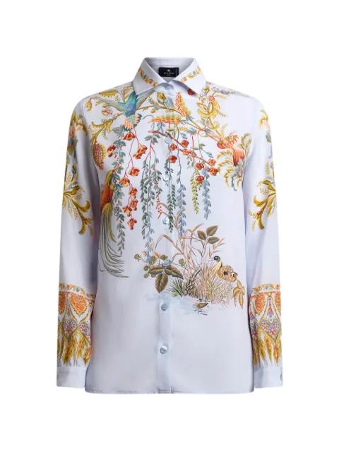 silk shirt with placed flora and fauna-print by ETRO
