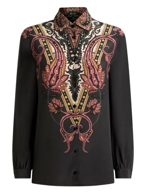silk shirt with placed floral Paisley print by ETRO