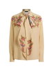 silk shirt with silk scarf and placed floral print by ETRO silk shirt with silk scarf and placed floral print by ETRO
