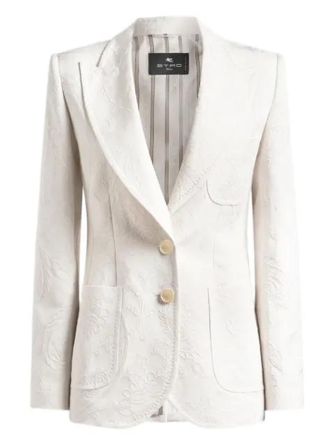single-breasted cotton-blend jacquard jacket with paisley foliage by ETRO