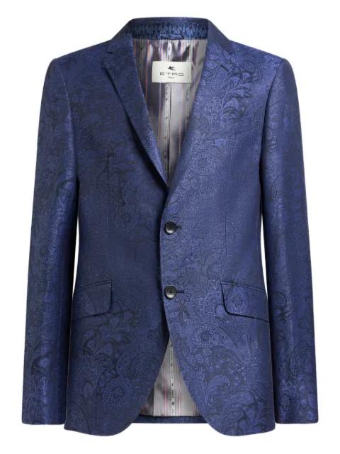 single-breasted linen and cotton jacquard jacket with floral paisley motif by ETRO