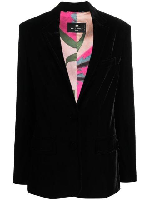 single-button velvet blazer by ETRO