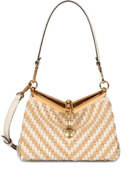 small woven leather and raffia Vela bag by ETRO