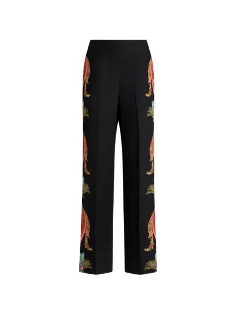 straight-leg silk trousers wtih leafy paisley-motif by ETRO