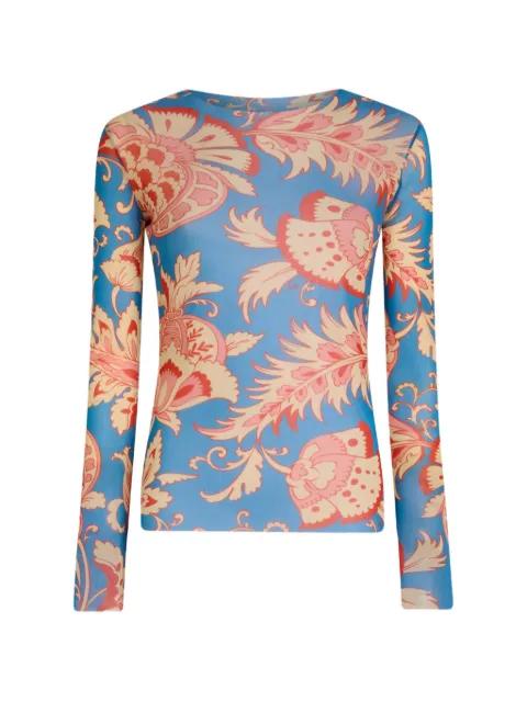 stretch tulle top with floral-motif by ETRO