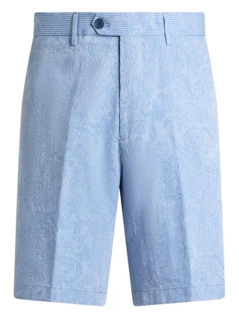 striped cotton jacquard shorts with floral paisley motif by ETRO