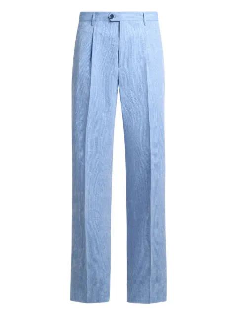 striped wool jacquard trousers with floral paisley motif by ETRO