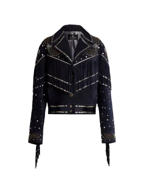 studs fringed leather jacket by ETRO