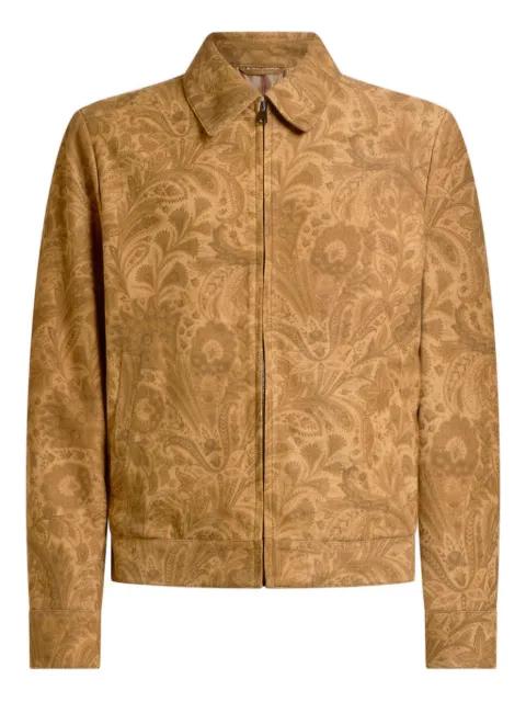 suede jacket with floral paisley motif and zip by ETRO