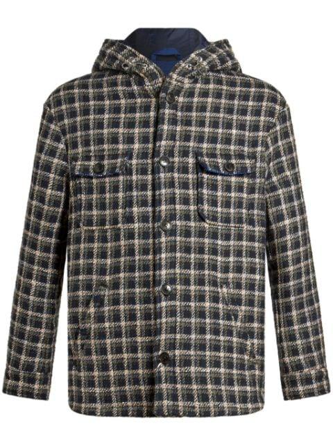 tartan-check hoodied shirt jacket by ETRO