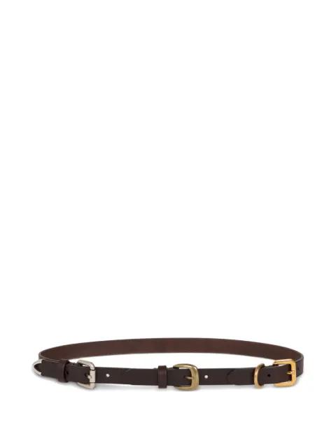 triple-buckle leather belt by ETRO
