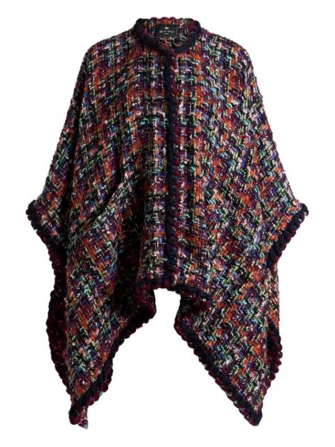 tweed pom-pom trim cape by ETRO