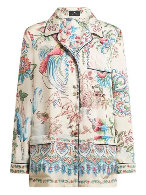 twill shirt with placed flora and fauna print by ETRO