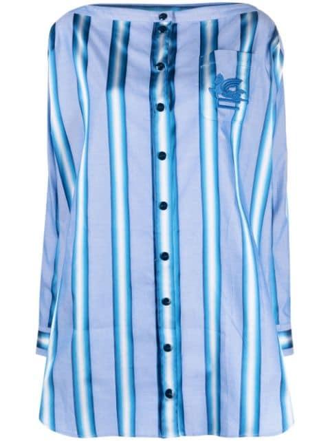 vertical-stripe long-sleeve shirt dress by ETRO
