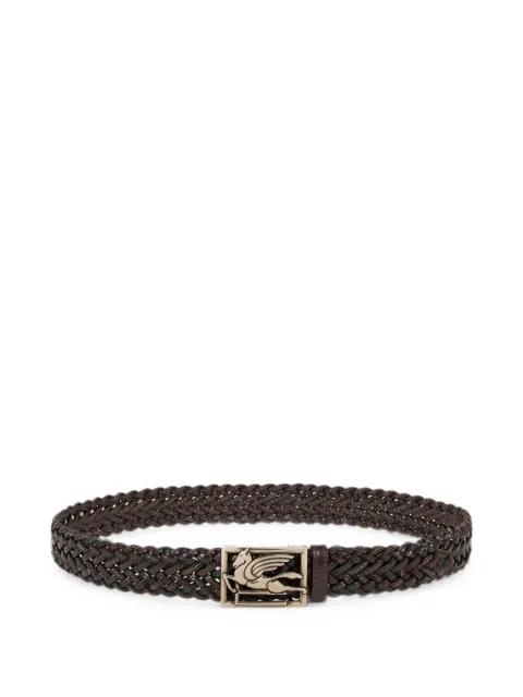 woven leather belt with Pegaso buckle by ETRO