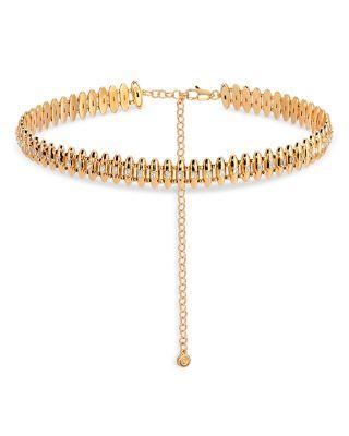 Baguette Cubic Zirconia Oval Dome Chain Choker Necklace by ETTIKA